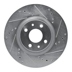 Fiat 500 Brake Rotor (1) - Front Right - R1 Concepts - Drilled & Slotted - Silver - `12-`19